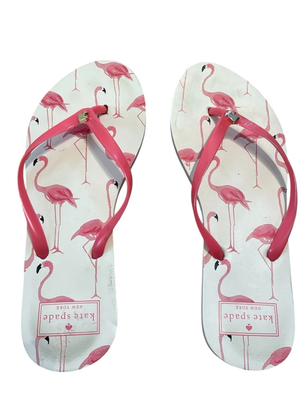 Kate Spade Pink Flamingo Print Flip Flop Sandals Size 7